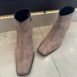 Suede Ankle Booties in Taupe - Women
